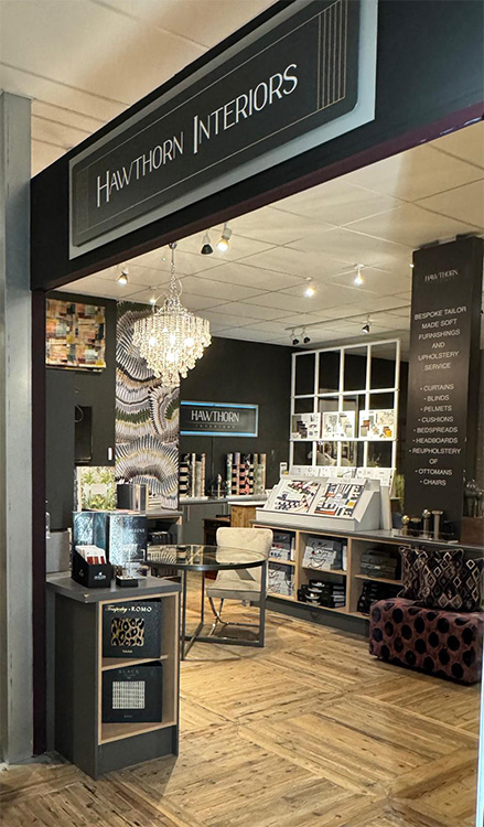 Hawthorn Interior| Interior Design | Curtains | Blinds | Pelmets | Bedspreads | Upholstery Services | Headboards | Cushions | Sofas | Chairs | Stools | Wallpaper | Mirrors | Lighting | Accessories